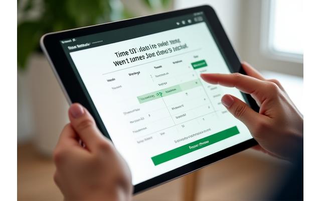 Calendar online deschis pe o tabletă, cu opțiuni de programare a unei consultații de wellness activă, simbolizând ușurința de a programa o întâlnire cu Vitalis Cărămida.